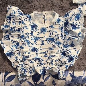 Floral Blue and White Women's Top and skirt